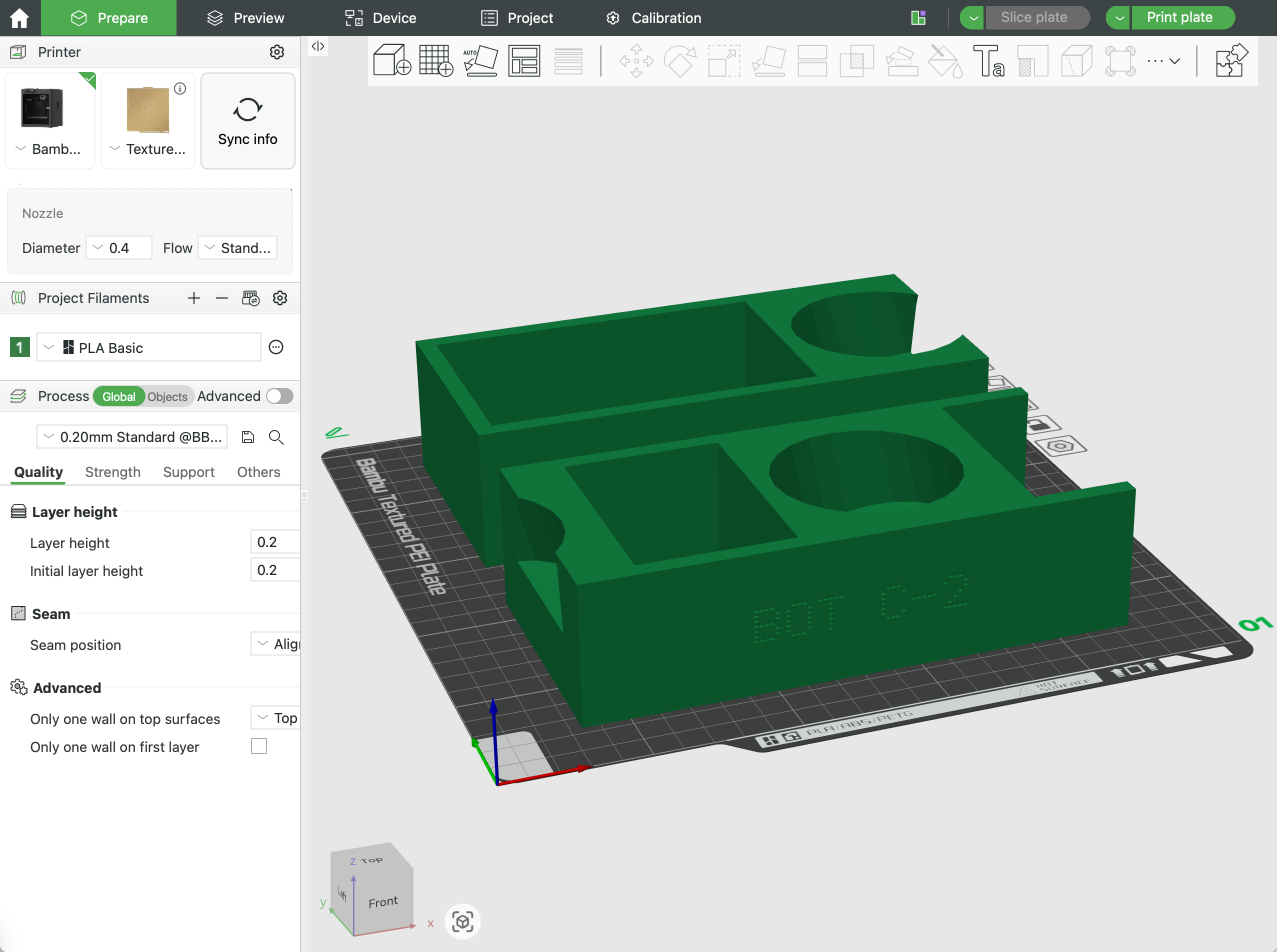 Screenshot of the Bambu slicer with Forge and Boom-generated STL files arranged on the print bed