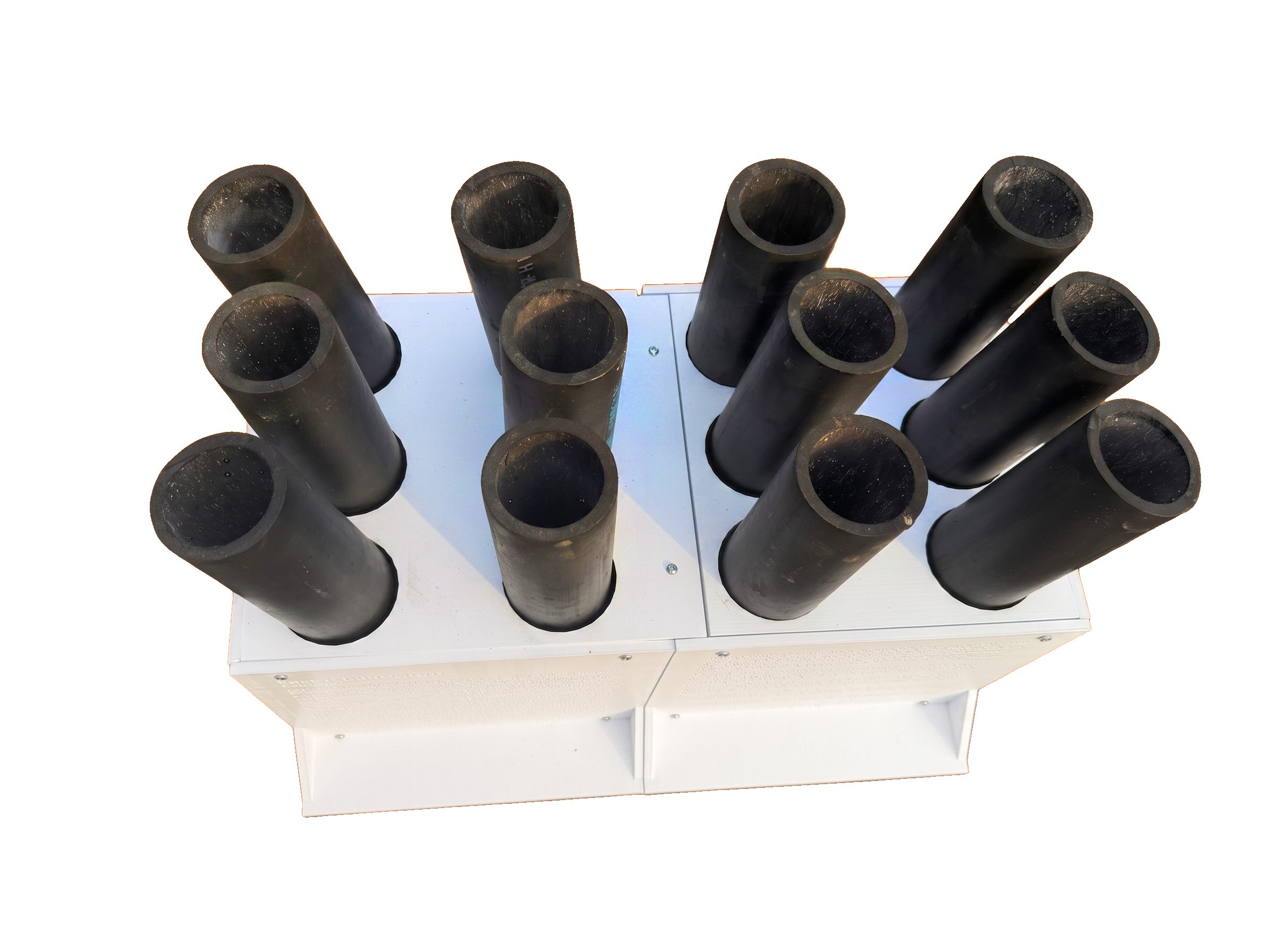 The Declaration all-plastic ready-to-ship mortar rack — top view